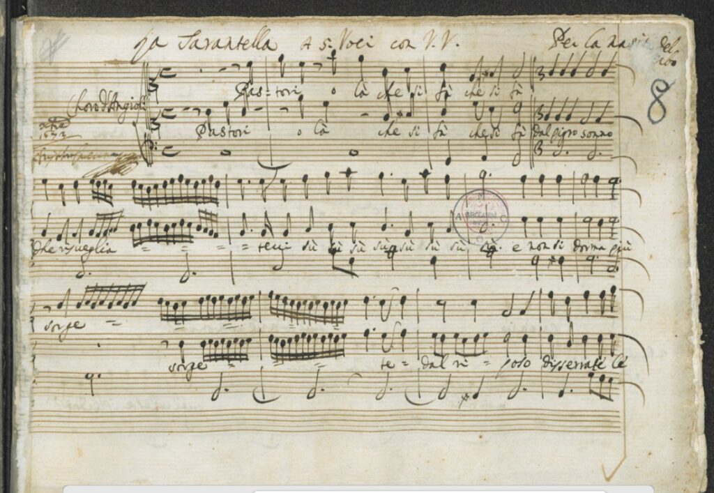 Partition originale manuscrite du XVII siècle.